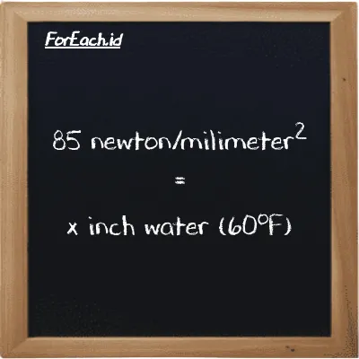 Example newton/milimeter<sup>2</sup> to inch water (60<sup>o</sup>F) conversion (85 N/mm<sup>2</sup> to inH20)